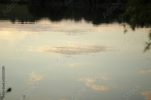 lake at sunset, sun rays