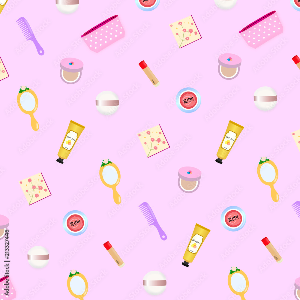 Pattern of girl's pouch on the pink background