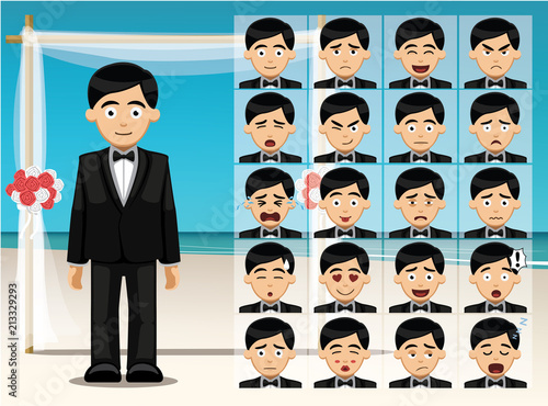 Man Groom Cartoon Emotion faces Vector Illustration