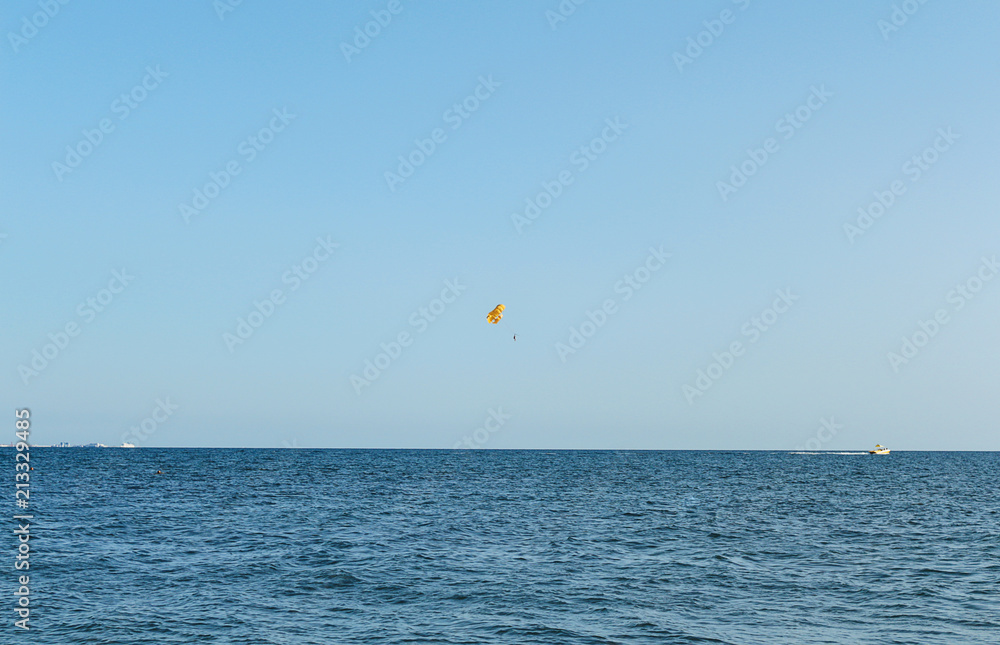The seascape, the boat skates on the people The seascape, the boat skates on the people