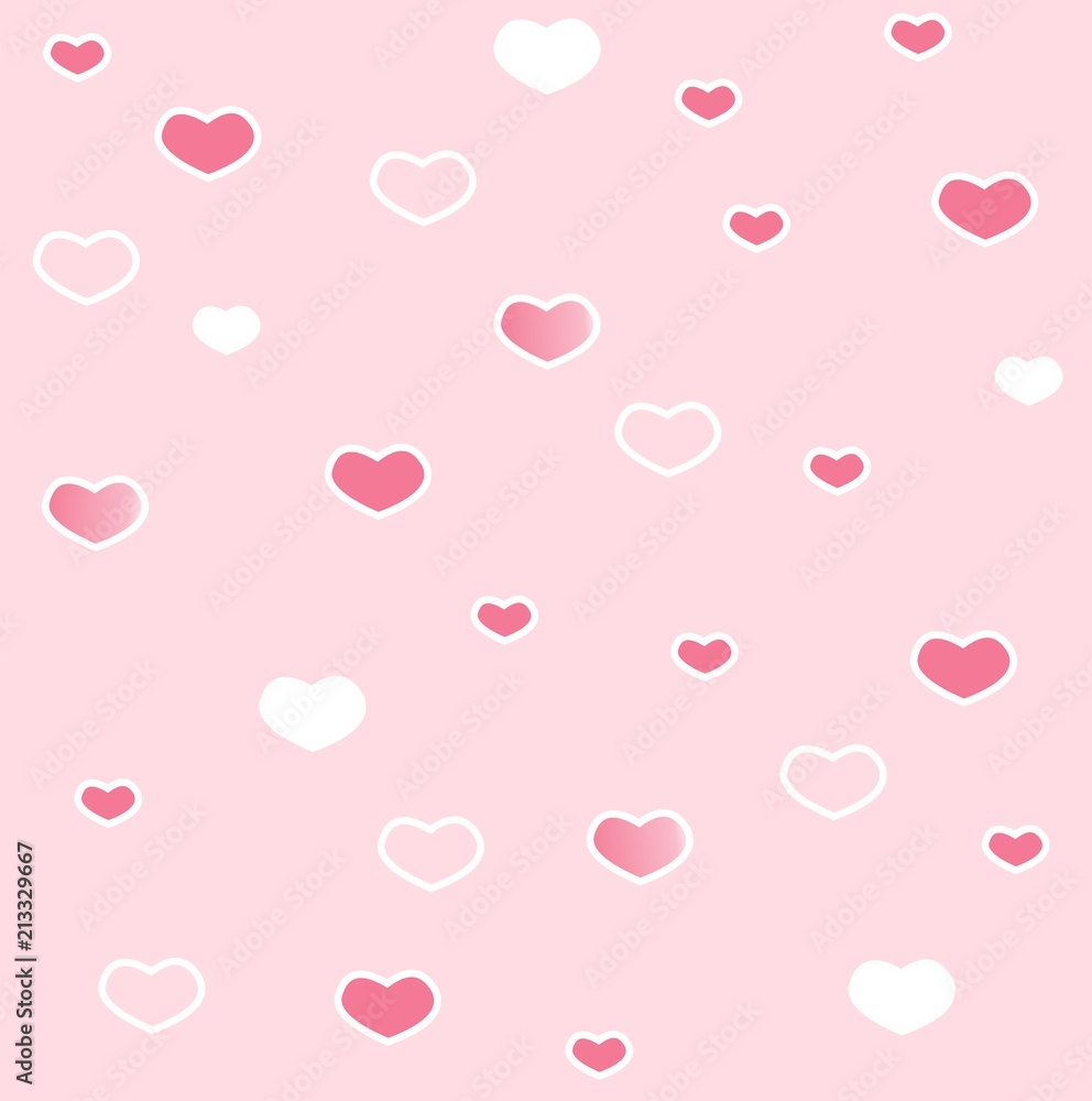 original, unusual, gentle pink background with hearts 