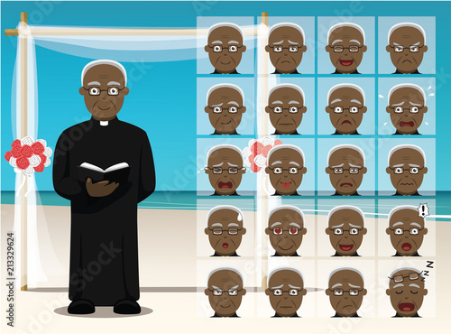 Wedding Black Priest Cartoon Emotion faces Vector Illustration