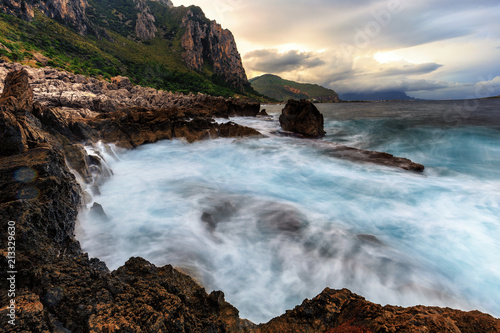 Coast of Sicily in Italy at Dawn