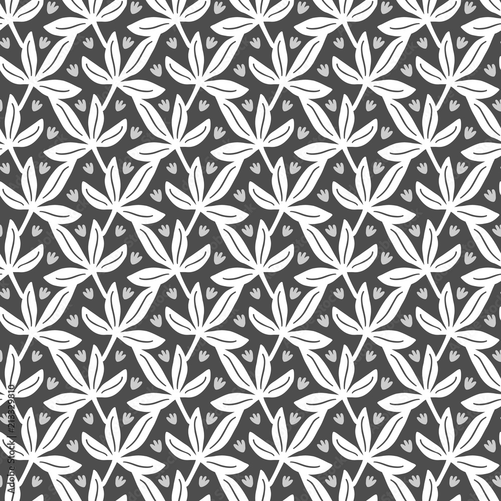 Tropical Leaves seamless pattern, modern hand drawn nature foliage Tropical Leaves seamless pattern, modern hand drawn nature foliage