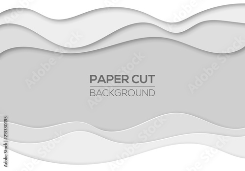 Fototapeta Naklejka Na Ścianę i Meble -  Modern paper cut art cartoon abstract waves background