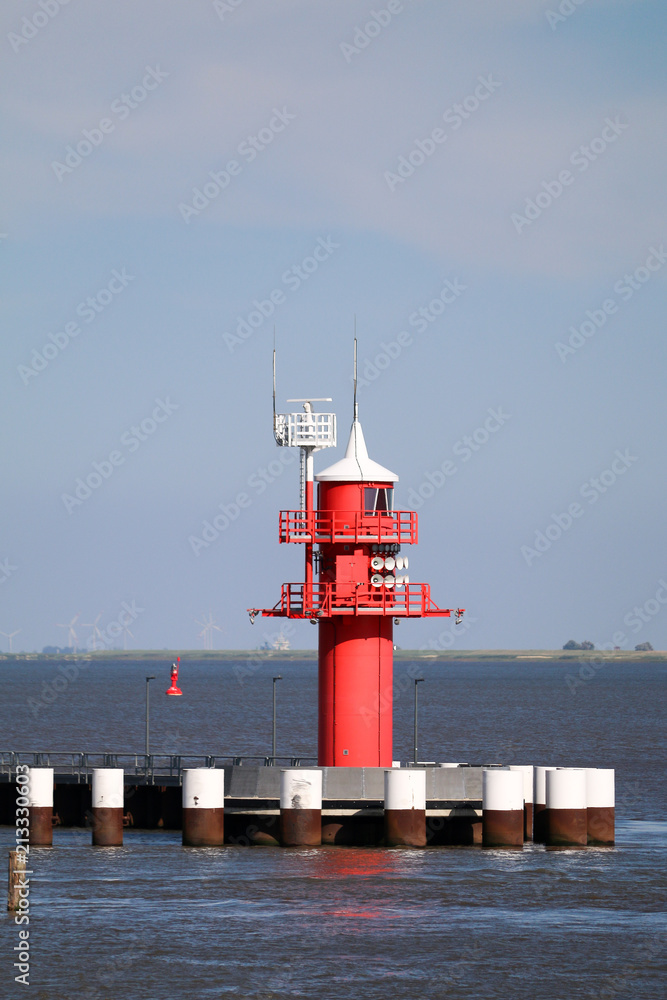 Lighthouse at the lock Kiel Canal in Brunsbuettel