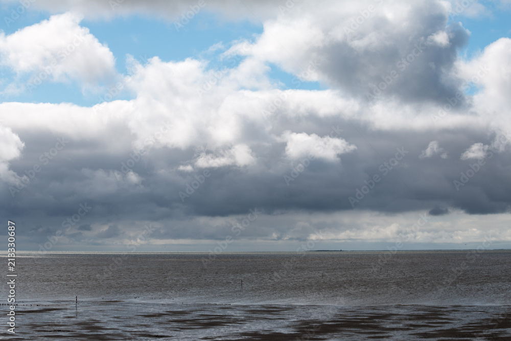 Coastal landscape at the sea or Wadden Sea