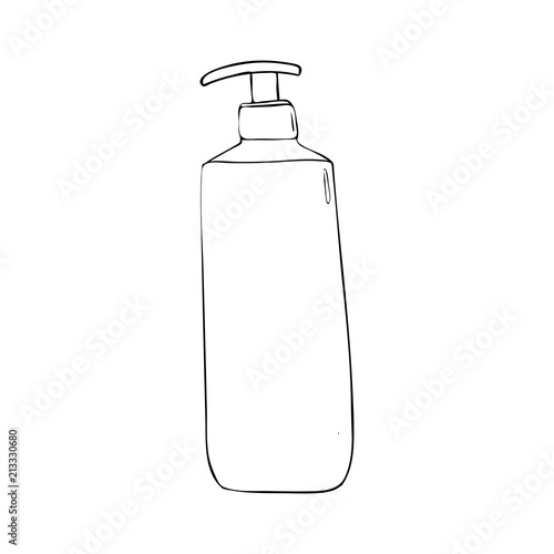 shower gel bottle with dispenser. cosmetic icon. Trendy cartoon style. Hygiene and health care illustration. beauty object soap, lotion or cream