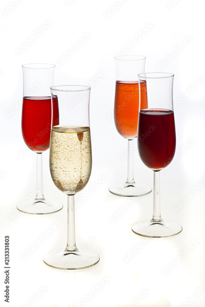 glass of champagnes on white glass of champagnes on white