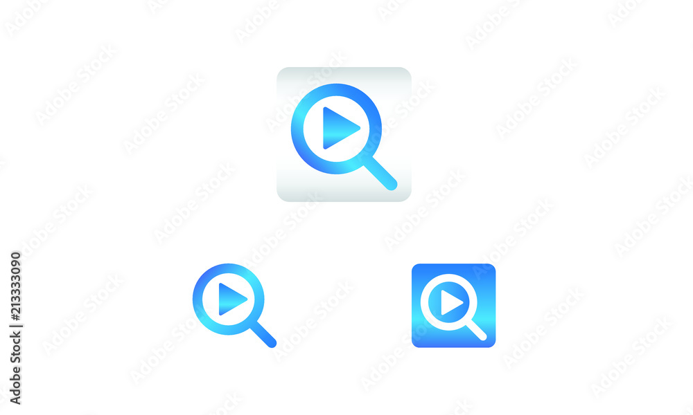 search icon with play symbol. search web icon vector icon in various style 