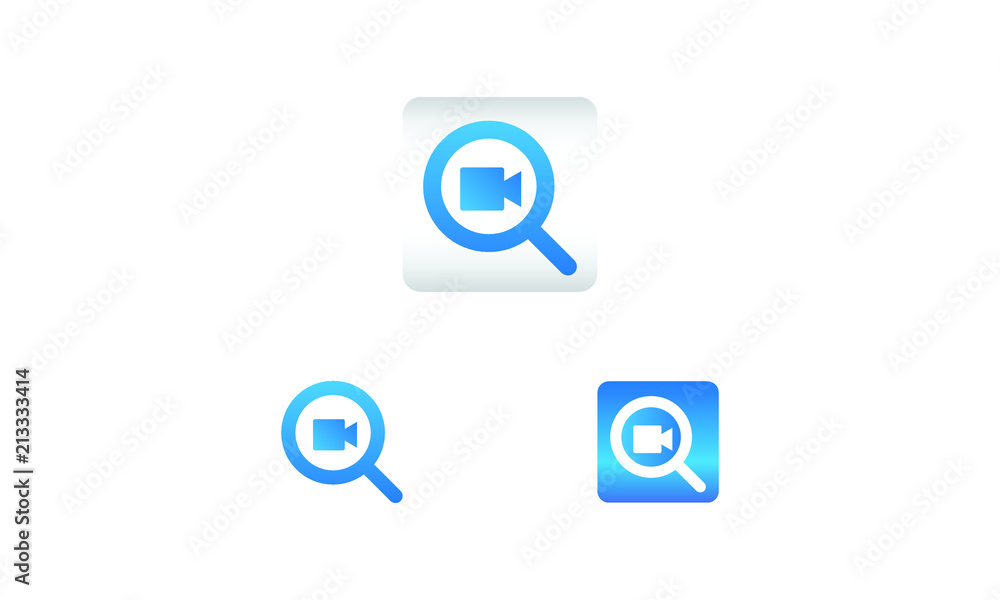 search icon with video record symbol. search web icon vector icon in various style 