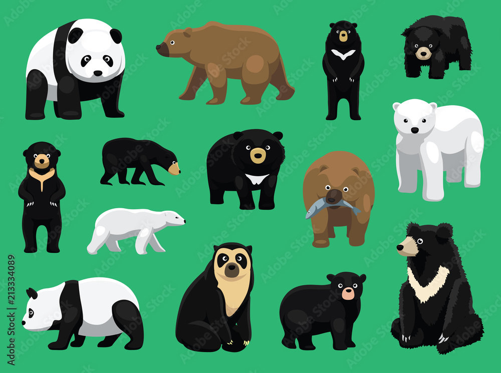 Obraz premium Various Bears Cartoon Vector Illustration