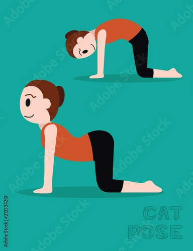 Yoga Cat Pose Cartoon Vector Illustration