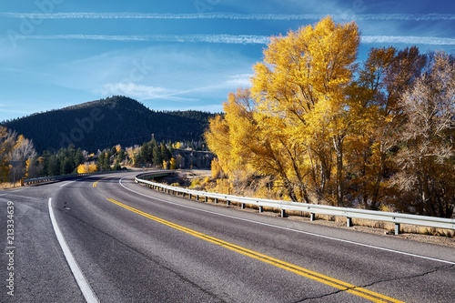 Highway at autumn in Colorado, USA.