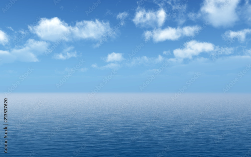 White clouds over the blue sea