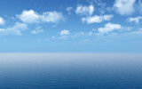 White clouds over the blue sea