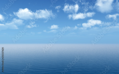 White clouds over the blue sea