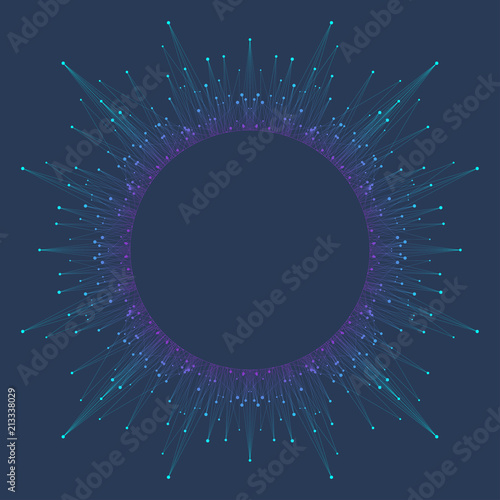 Big data visualization. Graphic abstract background communication. Perspective backdrop visualization. Analytical network complex. Vector illustration.