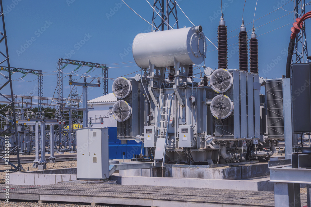 Electrical substation of 110 and 220 kV switchgear, current