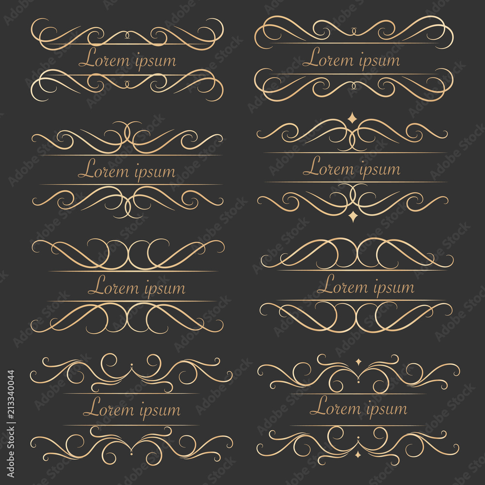 Set Of luxurious Decorative Calligraphic Elements For Decoration. Set Of luxurious Decorative Calligraphic Elements For Decoration.