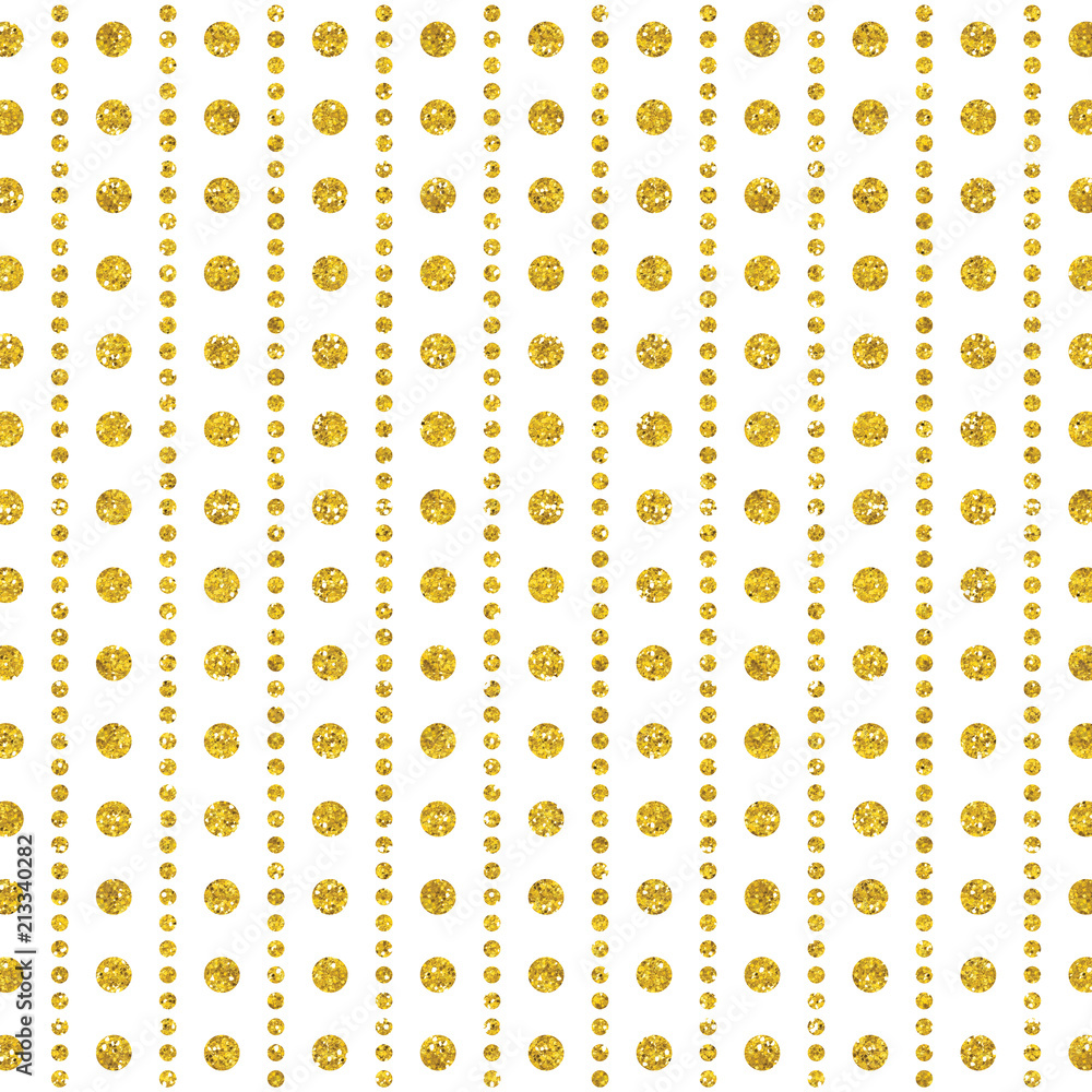 Fotografie Gold glitter polka dot seamless pattern, geometric golden textur