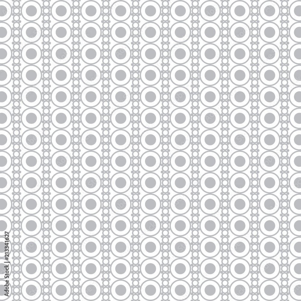White and grey polka dot seamless pattern, geometric retro backg