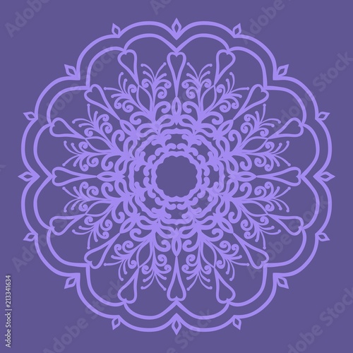 Decorative Cicle Floral Vector Shapes. Flower purple mandala. Vector illustration