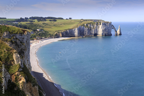 Spectacular white chalk cliff near Etretat Normandy, France