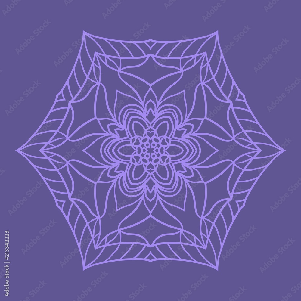 Decorative Cicle Floral Vector Shapes. Flower purple mandala. Vector illustration