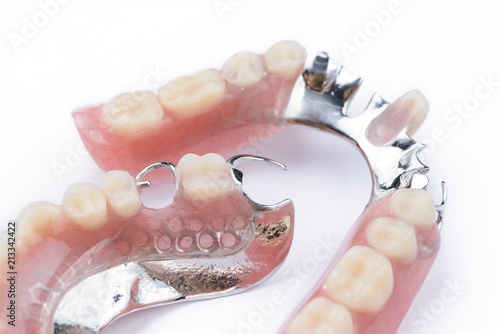 Partial denture upper side on a white background