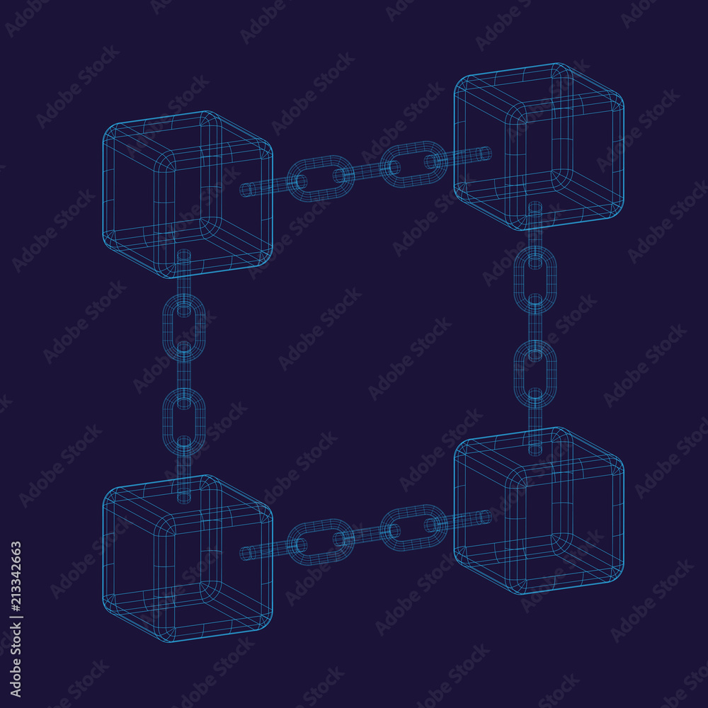 Fototapeta premium Blockchain blue background