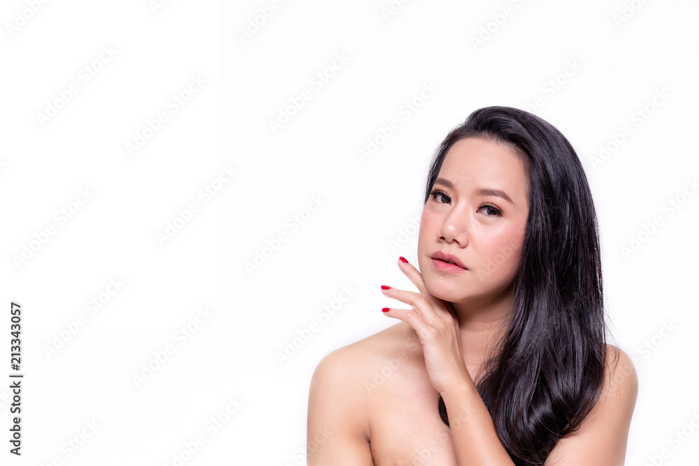 Face of beautiful Asian woman in white isolated background - beauty and skin care concept. Face of beautiful Asian woman in white isolated background - beauty and skin care concept.