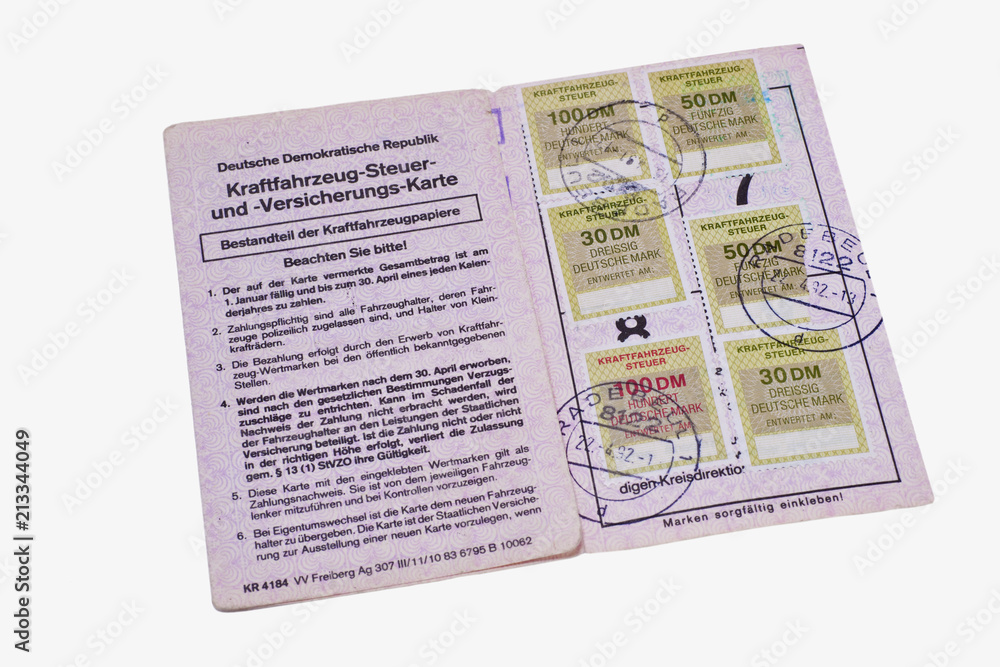 Naklejka premium KFZ-Steuerkarte der DDR