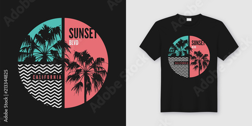 Sunset Blvd California t-shirt and apparel trendy design with pa