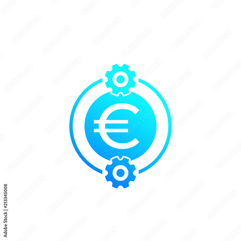 cost optimization, efficiency, financial icon with euro cost optimization, efficiency, financial icon with euro