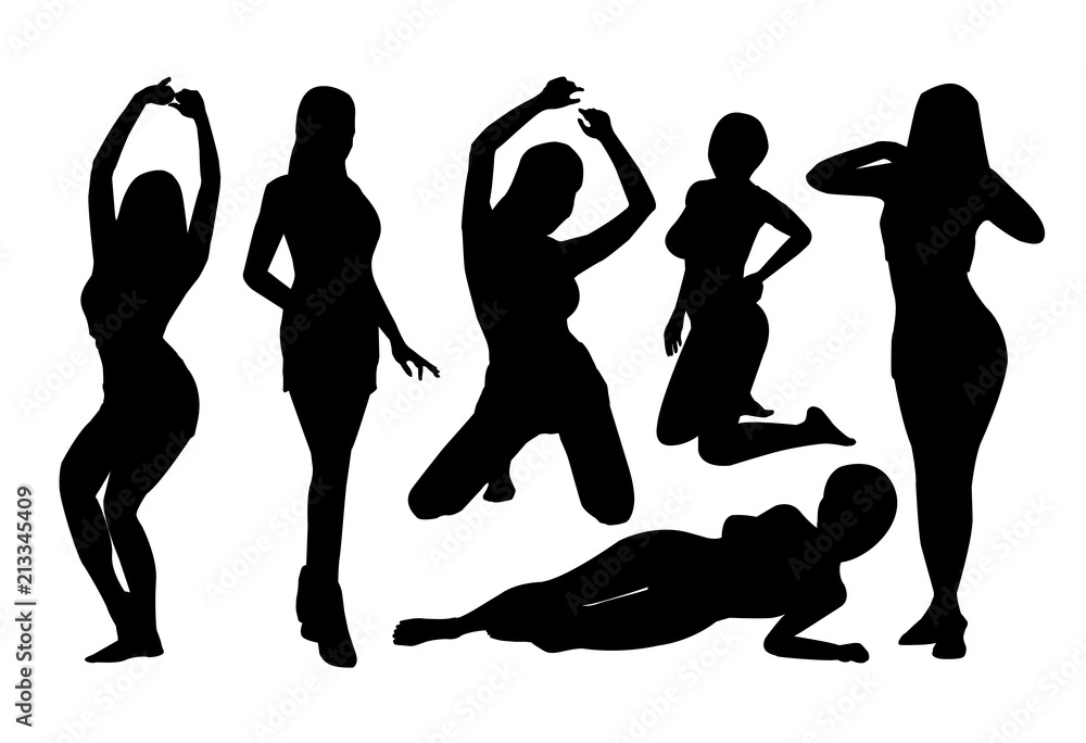 vector of silhouette with sexy women pose Stock Vector | Adobe Stock