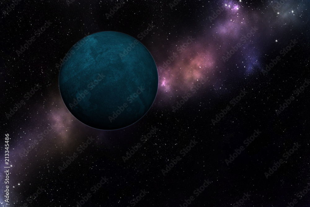 Fototapeta premium Unknown planet, stars and nebula in outer space. Space exploration.