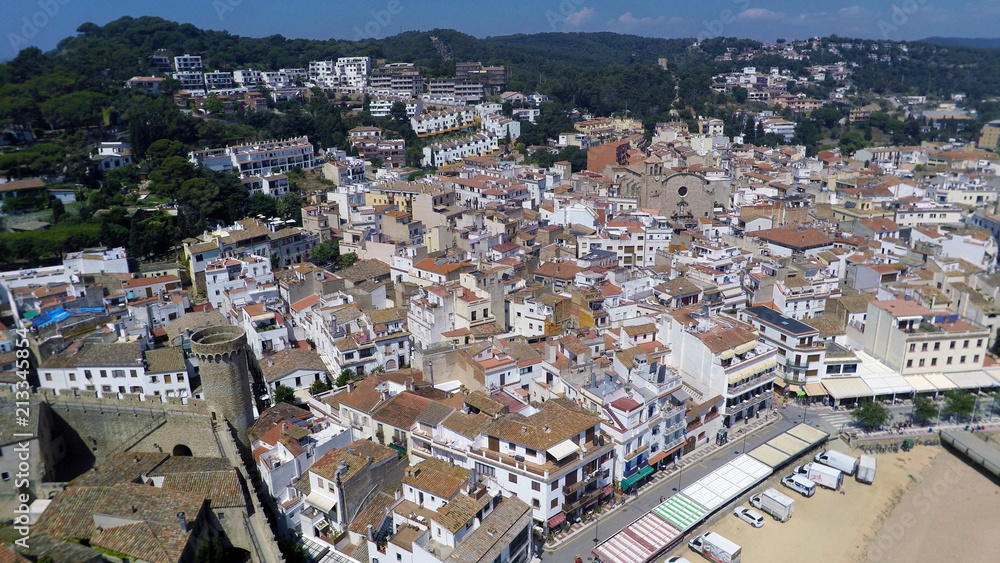 Aerial view of Mediterranean town Tossa De Mar, Costa Brava, Spain