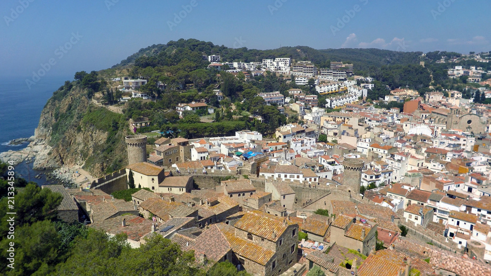 Aerial view of Mediterranean town Tossa De Mar, Costa Brava, Spain
