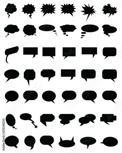Black bubble speech set on a white  background