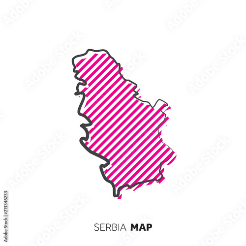 Serbia vector country map. Map outline with dots.
