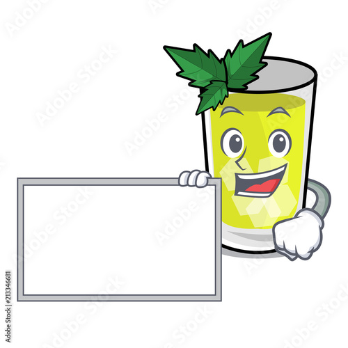 With board mint julep character cartoon