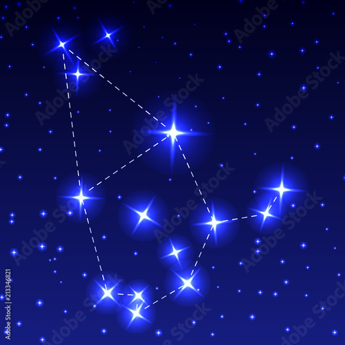 The Constellation Of Cepheus in the night starry sky. Vector illustration of the concept of astronomy. © Valentina