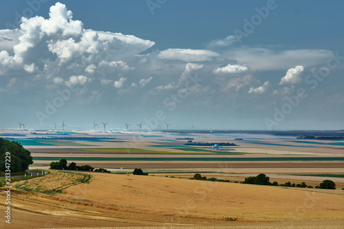 Country landscape in summer after the harvest in France.