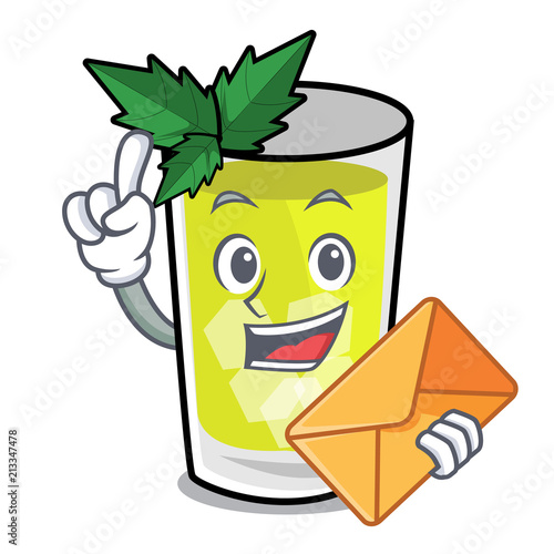 With envelope mint julep character cartoon