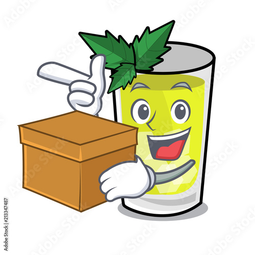 With box mint julep character cartoon