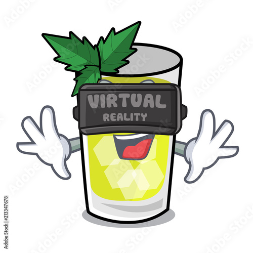 Virtual reality mint julep mascot cartoon