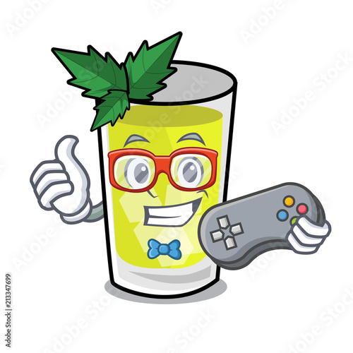 Gamer mint julep mascot cartoon