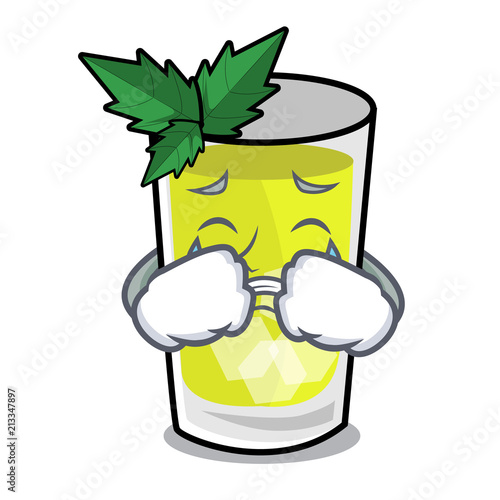 Crying mint julep mascot cartoon