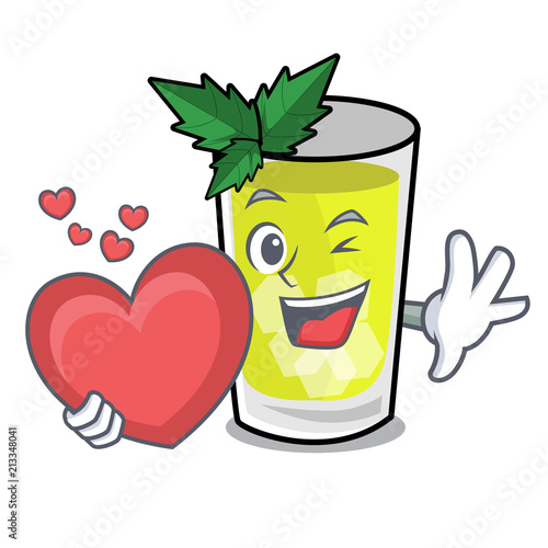 With heart mint julep mascot cartoon